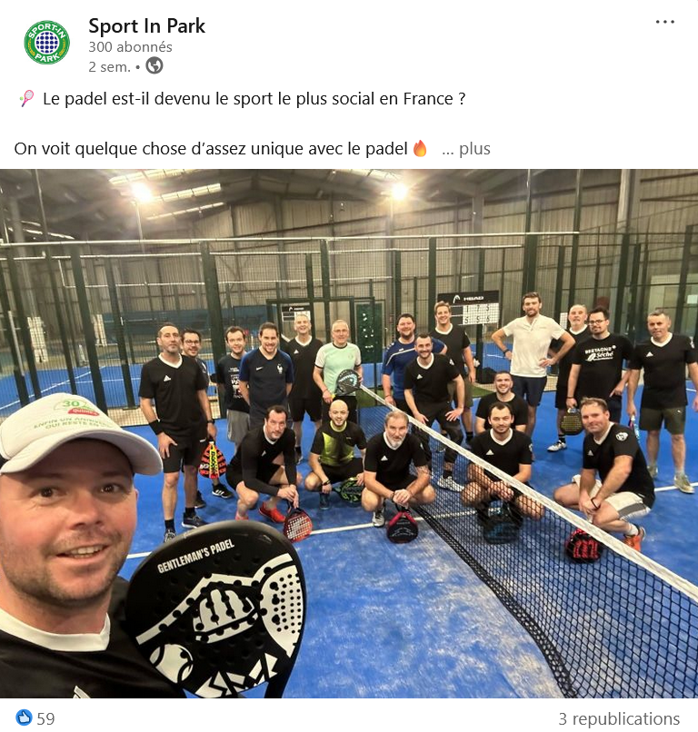 Gestion LinkedIn Sport-In-Park | complexe sportif Mayenne France Laval Padel soccer badminton foot squash pickelball